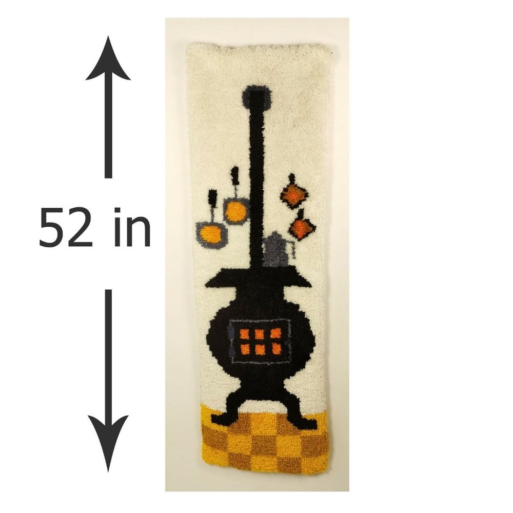 Vintage Pot Belly Stove Wallhanging Rug Latch Hook